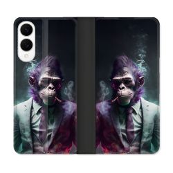 Housse Cuir Portefeuille Pour Samsung Galaxy S25 EDGE Animal Singe Business
