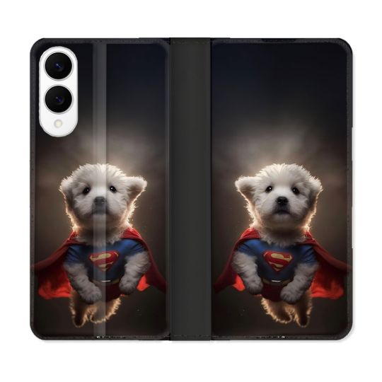 Housse Cuir Portefeuille Pour Samsung Galaxy S25 EDGE Animal Super Chien