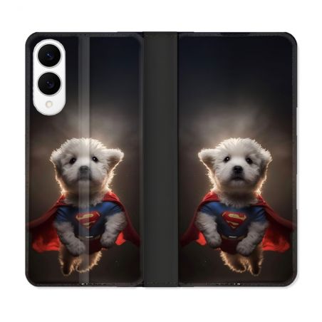 Housse Cuir Portefeuille Pour Samsung Galaxy S25 EDGE Animal Super Chien