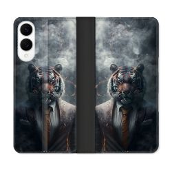 Housse Cuir Portefeuille Pour Samsung Galaxy S25 EDGE Animal Tigre Business