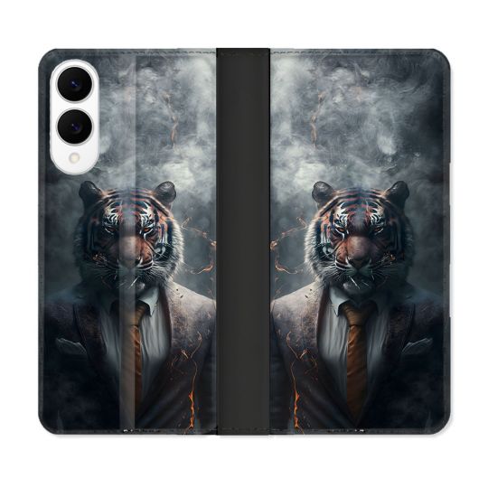 Housse Cuir Portefeuille Pour Samsung Galaxy S25 EDGE Animal Tigre Business