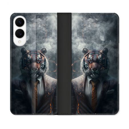 Housse Cuir Portefeuille Pour Samsung Galaxy S25 EDGE Animal Tigre Business