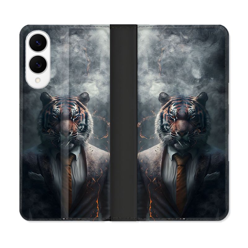 Housse Cuir Portefeuille Pour Samsung Galaxy S25 EDGE Animal Tigre Business