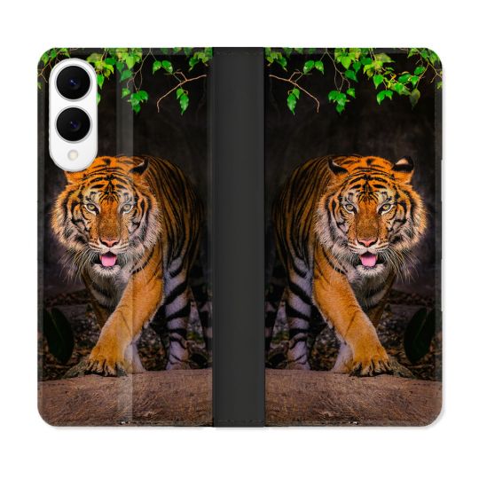 Housse Cuir Portefeuille Pour Samsung Galaxy S25 EDGE Animal Tigre Jungle