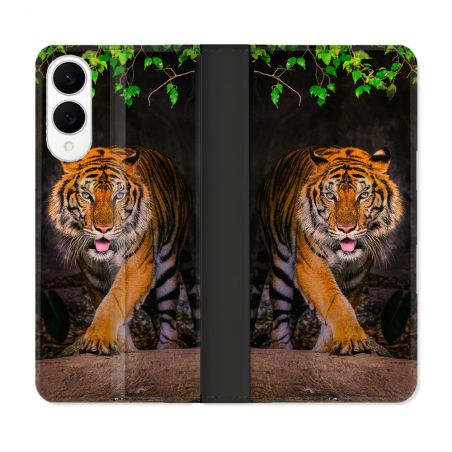 Housse Cuir Portefeuille Pour Samsung Galaxy S25 EDGE Animal Tigre Jungle