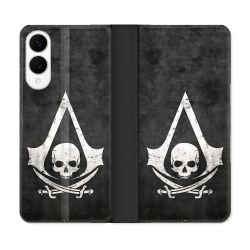 Housse Cuir Portefeuille Pour Samsung Galaxy S25 EDGE Assassin Creed Tete Mort