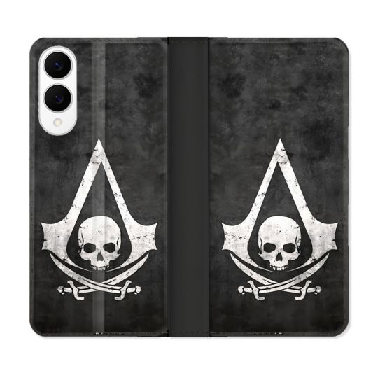 Housse Cuir Portefeuille Pour Samsung Galaxy S25 EDGE Assassin Creed Tete Mort