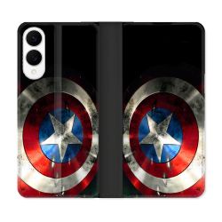 Housse Cuir Portefeuille Pour Samsung Galaxy S25 EDGE Captain America Bouclier