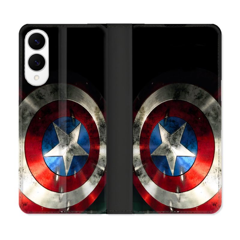 Housse Cuir Portefeuille Pour Samsung Galaxy S25 EDGE Captain America Bouclier