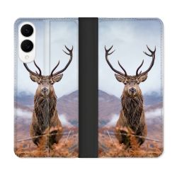 Housse Cuir Portefeuille Pour Samsung Galaxy S25 EDGE Chasse Chevreuil Montagne