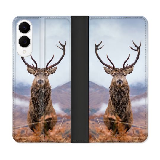 Housse Cuir Portefeuille Pour Samsung Galaxy S25 EDGE Chasse Chevreuil Montagne
