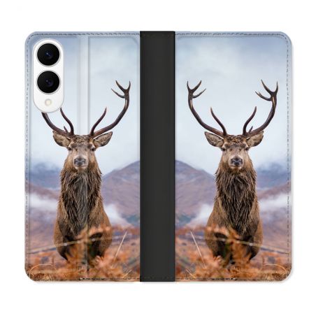 Housse Cuir Portefeuille Pour Samsung Galaxy S25 EDGE Chasse Chevreuil Montagne