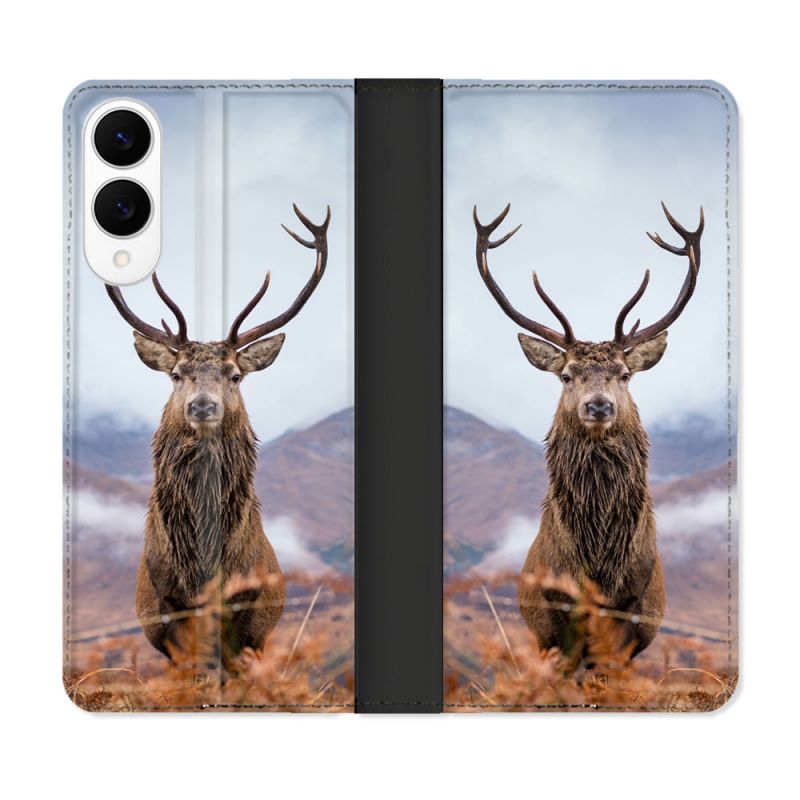 Housse Cuir Portefeuille Pour Samsung Galaxy S25 EDGE Chasse Chevreuil Montagne