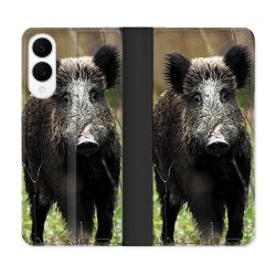 Housse Cuir Portefeuille Pour Samsung Galaxy S25 EDGE Chasse Sanglier bois