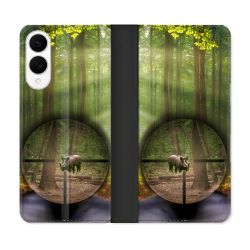 Housse Cuir Portefeuille Pour Samsung Galaxy S25 EDGE Chasse Sanglier Viseur