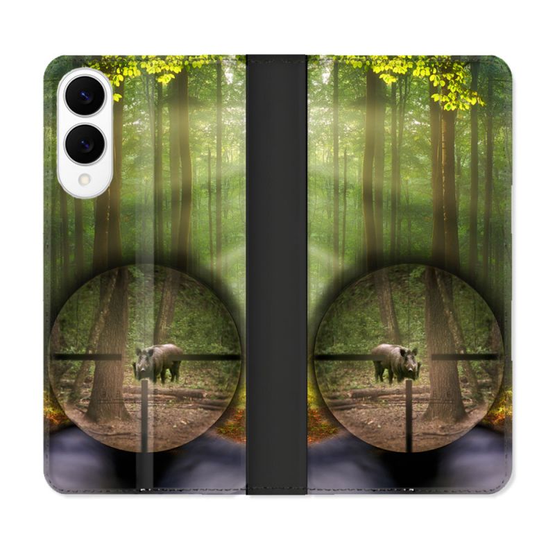 Housse Cuir Portefeuille Pour Samsung Galaxy S25 EDGE Chasse Sanglier Viseur
