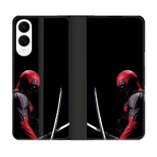 Housse Cuir Portefeuille Pour Samsung Galaxy S25 EDGE Deadpool Epee