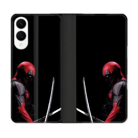 Housse Cuir Portefeuille Pour Samsung Galaxy S25 EDGE Deadpool Epee