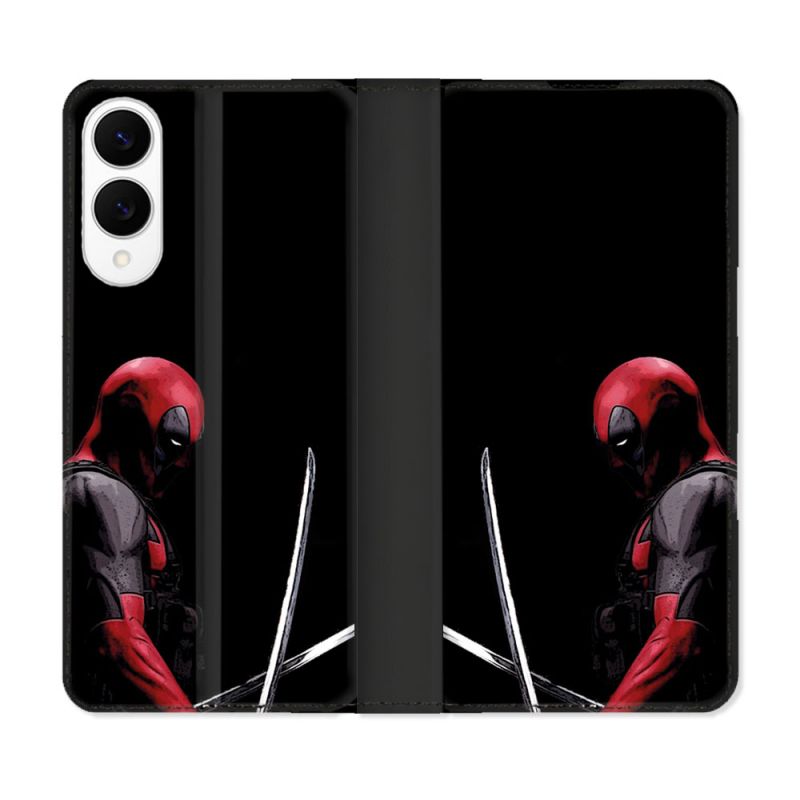 Housse Cuir Portefeuille Pour Samsung Galaxy S25 EDGE Deadpool Epee