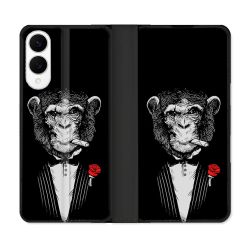 Housse Cuir Portefeuille Pour Samsung Galaxy S25 EDGE Decale Singe Mafia