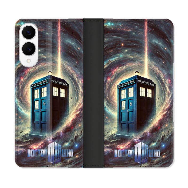 Housse Cuir Portefeuille Pour Samsung Galaxy S25 EDGE Dr Who Tardis Univers