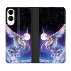Housse Cuir Portefeuille Pour Samsung Galaxy S25 EDGE Fantastique Licorne Céleste