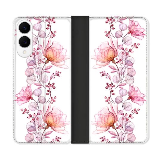 Housse Cuir Portefeuille Pour Samsung Galaxy S25 EDGE Fleur Eclosion
