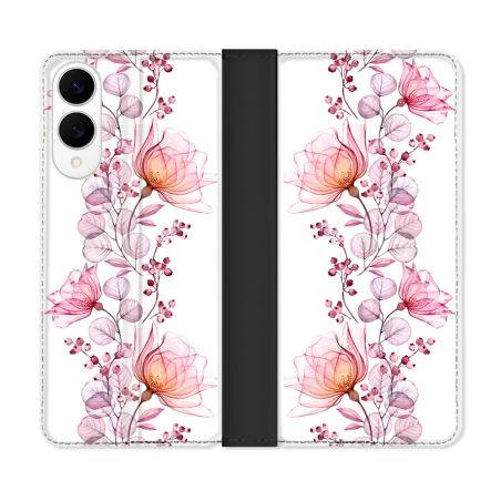 Housse Cuir Portefeuille Pour Samsung Galaxy S25 EDGE Fleur Eclosion