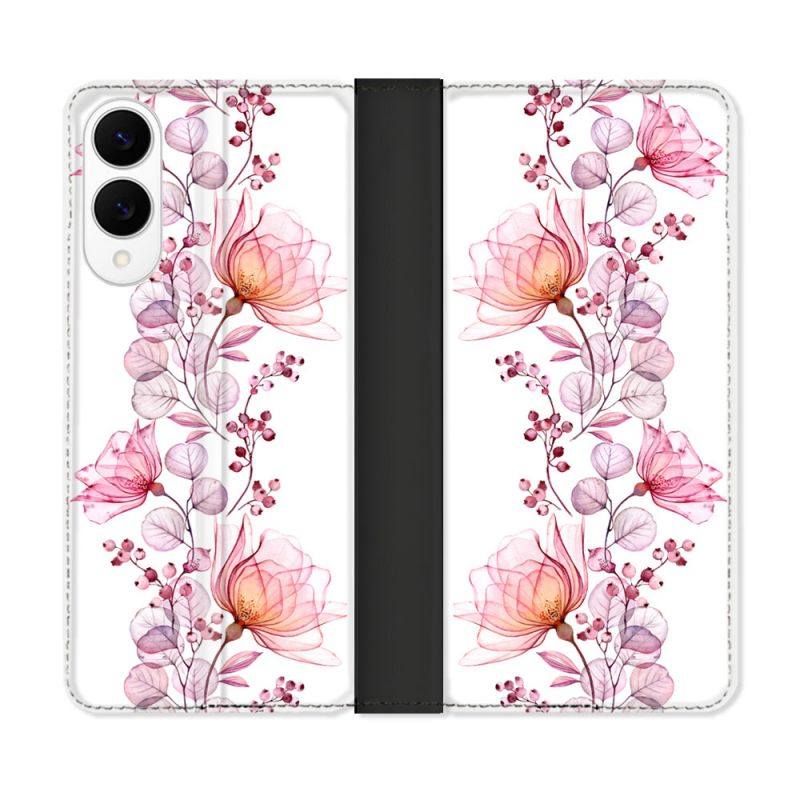 Housse Cuir Portefeuille Pour Samsung Galaxy S25 EDGE Fleur Eclosion