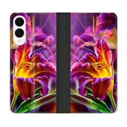 Housse Cuir Portefeuille Pour Samsung Galaxy S25 EDGE Fleur Lys Color