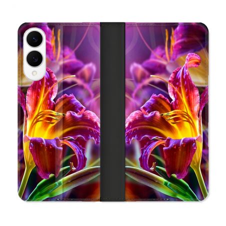 Housse Cuir Portefeuille Pour Samsung Galaxy S25 EDGE Fleur Lys Color