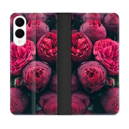Housse Cuir Portefeuille Pour Samsung Galaxy S25 EDGE Fleur Pivoine