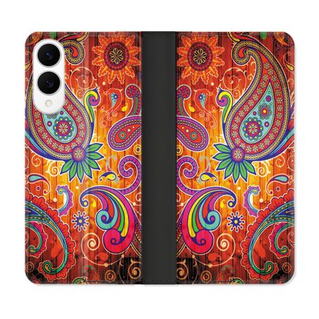 Housse Cuir Portefeuille Pour Samsung Galaxy S25 EDGE Fleur Psychedelic