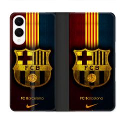 Housse Cuir Portefeuille Pour Samsung Galaxy S25 EDGE Foot FC Barcelone Vintage