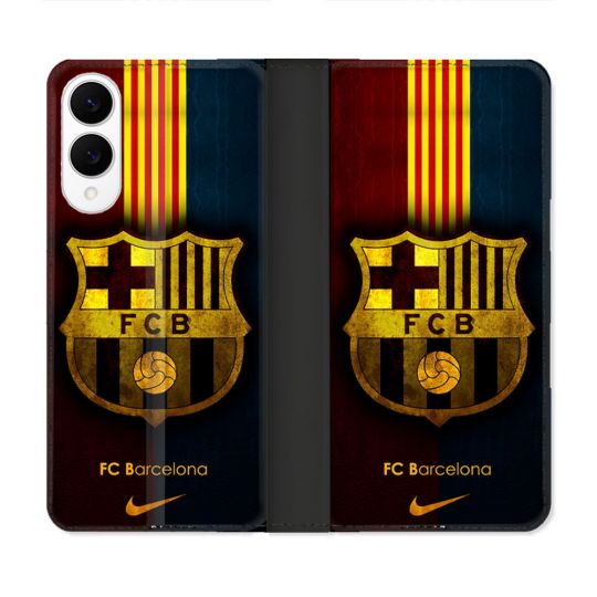 Housse Cuir Portefeuille Pour Samsung Galaxy S25 EDGE Foot FC Barcelone Vintage