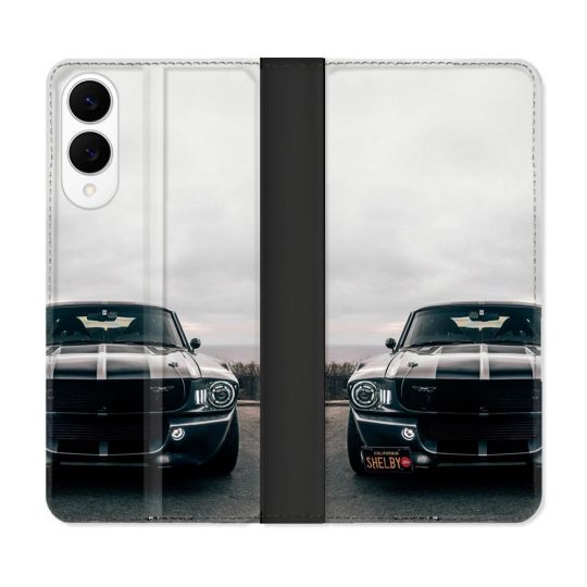 Housse Cuir Portefeuille Pour Samsung Galaxy S25 EDGE Ford Mustang GT500 Vintage
