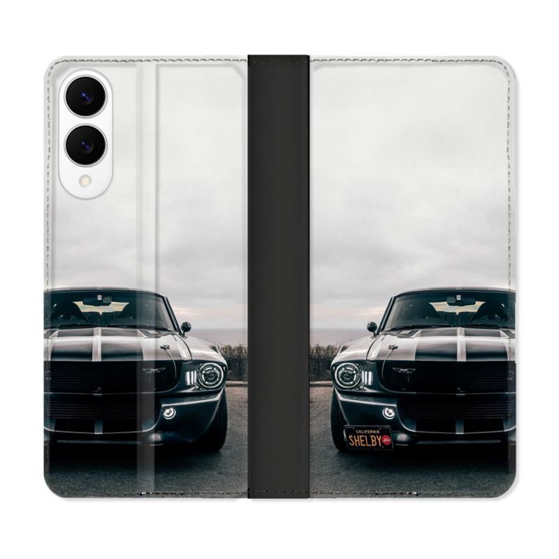 Housse Cuir Portefeuille Pour Samsung Galaxy S25 EDGE Ford Mustang GT500 Vintage