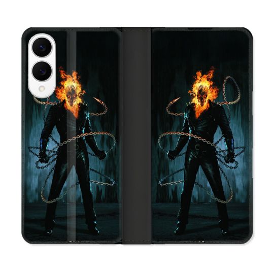Housse Cuir Portefeuille Pour Samsung Galaxy S25 EDGE Ghost Rider