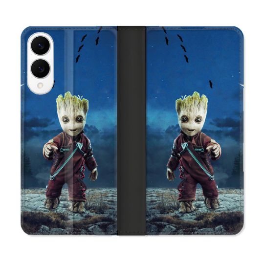 Housse Cuir Portefeuille Pour Samsung Galaxy S25 EDGE Groot Bleu