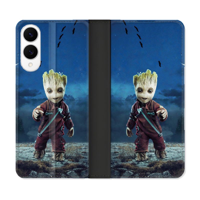Housse Cuir Portefeuille Pour Samsung Galaxy S25 EDGE Groot Bleu