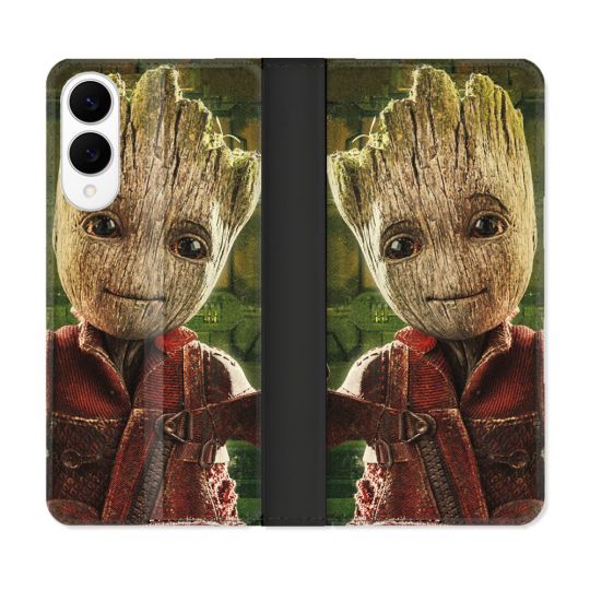 Housse Cuir Portefeuille Pour Samsung Galaxy S25 EDGE Groot Vert