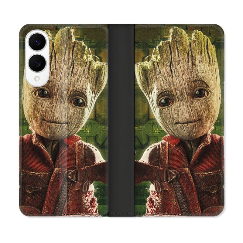 Housse Cuir Portefeuille Pour Samsung Galaxy S25 EDGE Groot Vert