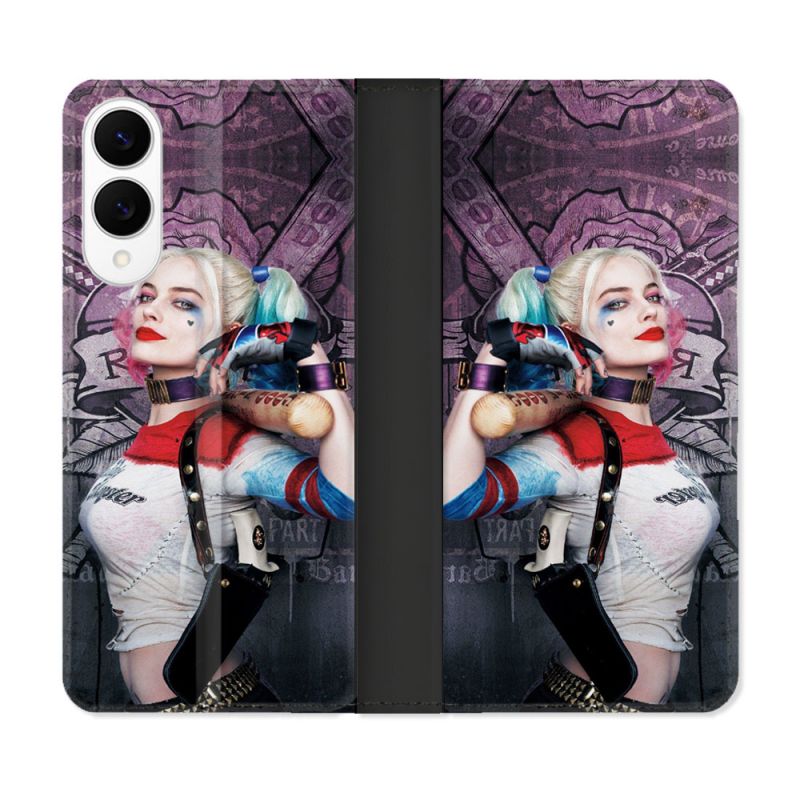 Housse Cuir Portefeuille Pour Samsung Galaxy S25 EDGE Harley Quinn Batte