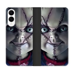 Housse Cuir Portefeuille Pour Samsung Galaxy S25 EDGE Horreur Chucky Cicatrice