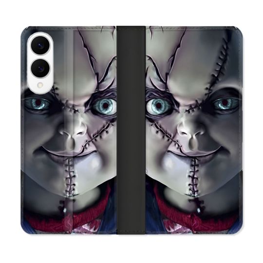 Housse Cuir Portefeuille Pour Samsung Galaxy S25 EDGE Horreur Chucky Cicatrice