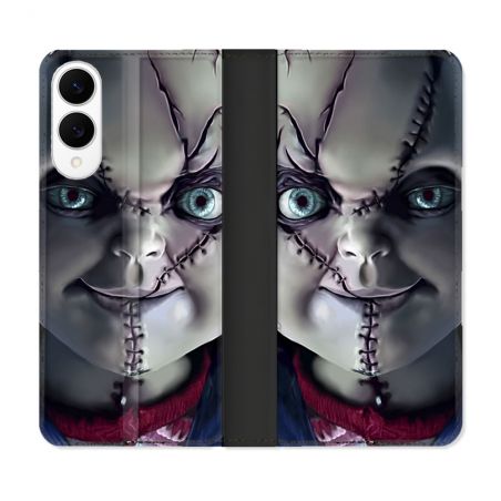 Housse Cuir Portefeuille Pour Samsung Galaxy S25 EDGE Horreur Chucky Cicatrice