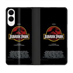 Housse Cuir Portefeuille Pour Samsung Galaxy S25 EDGE Jurassic Park Affiche