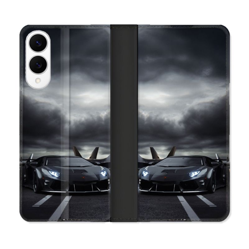 Housse Cuir Portefeuille Pour Samsung Galaxy S25 EDGE Lamborghini Avion