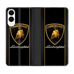 Housse Cuir Portefeuille Pour Samsung Galaxy S25 EDGE Lamborghini Carbone