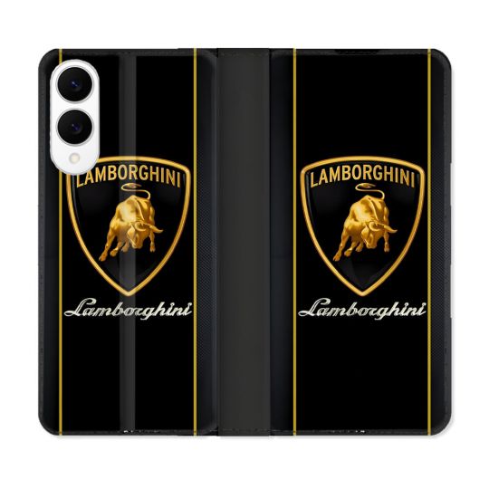 Housse Cuir Portefeuille Pour Samsung Galaxy S25 EDGE Lamborghini Carbone